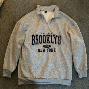 SHEIN Heather Gray Brooklyn Half-Zip Sweatshirt